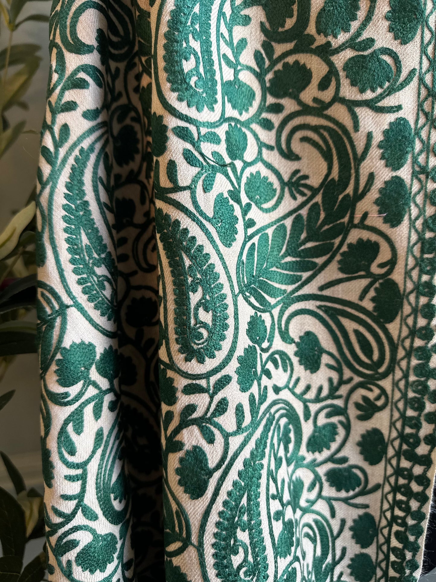Green Embroidered Shawl