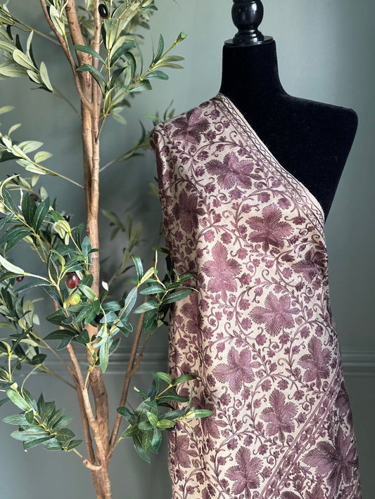 plum mocha shawl wrap pashmina embroidery